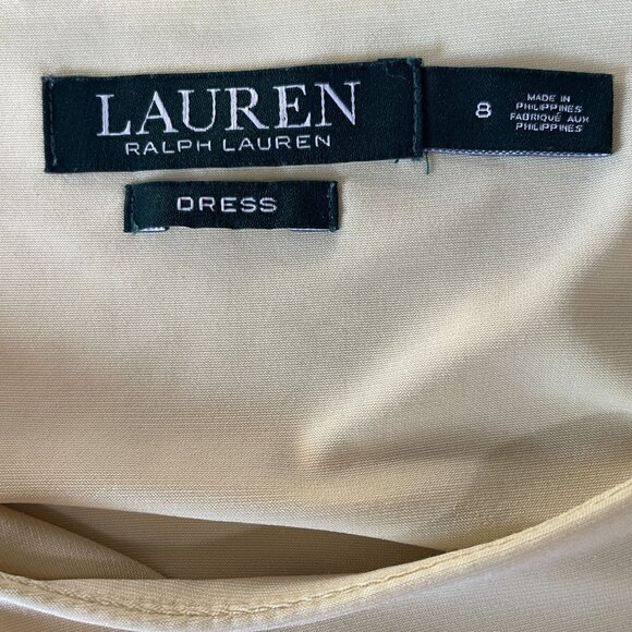 Lauren Ralph Lauren Dress SZ 8 Navy Yellow Sheath Career Minimalist Classic Chic - Picture 3 of 10